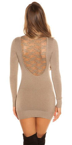 Sexy KouCla Longsweater met Kant en Studs in Taupe