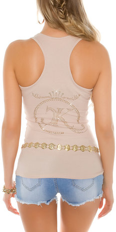 Sexy KouCla Finerip Tanktop met Studs in Beige