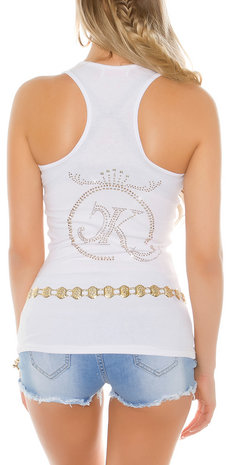 Sexy KouCla Finerip Tanktop met Studs in Wit