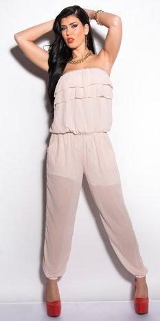 Sexy chiffon bandeau jumpsuit in Roze