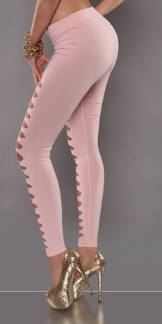 Sexy Leggings met Scheuren in Roze