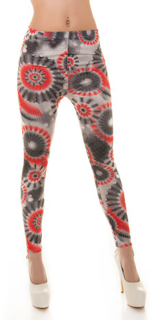 Sexy Leggings met Psychedelic Print en Studs in Zwart