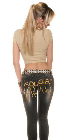 Sexy KouCla Crop Shirt in Wrap Look in Beige