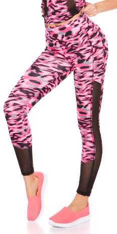 Trendy Workout Outfit met Top & legging in Fuschia