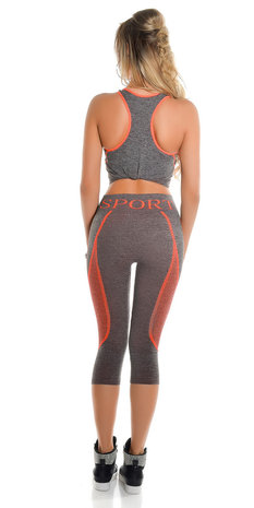 Trendy Workout Outfit Tanktop & Capri Leggings in Oranje