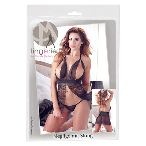 Babydoll Met Open Cups - Zwart