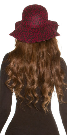 Trendy Floppy Leo Felt Hoed met Ribbon in Bordeaux