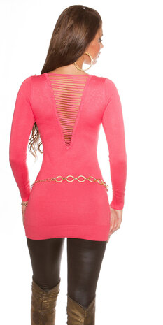 Sexy KouCla Longsweater met Spikes in Coral