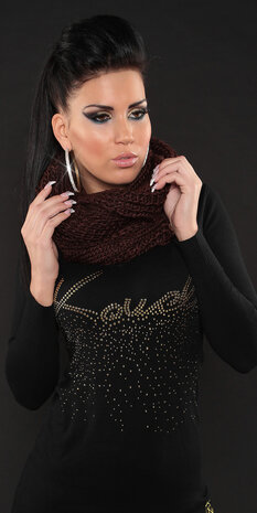 Trendy Loop Knit Sjaal in Bruin