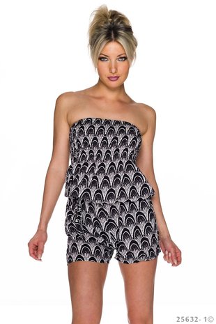 Sexy Hotpants Jumpsuit van Airisa Fashion in Zwart/Wit