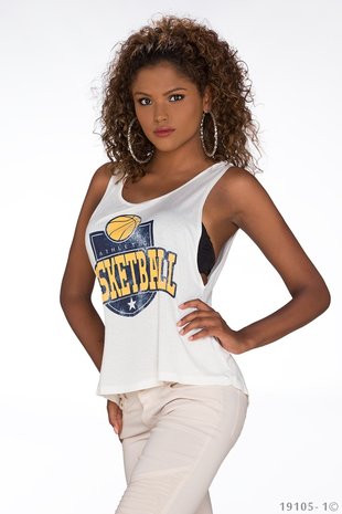 Sexy Basketball Tank Top in Wit