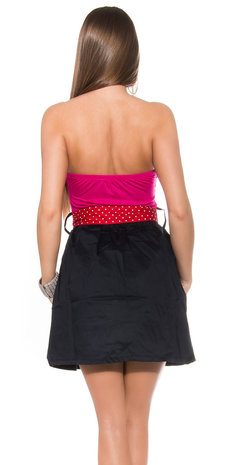 Sexy Bandeau Jurk met Strik in Fuschia