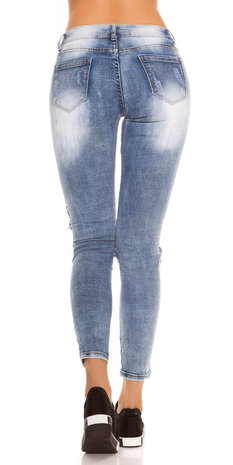 Sexy Skinny Jeans Distressed Look met Mesh