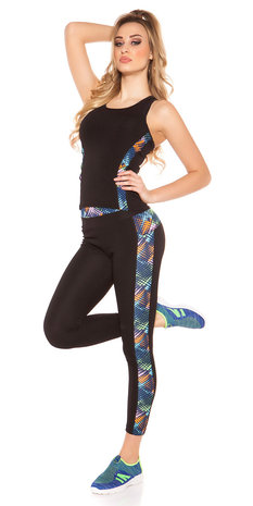 Trendy Workout Outfit met Topje & Leggings in Coloured
