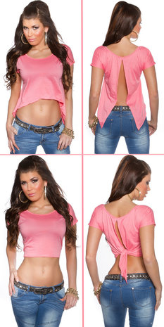 Sexy KouCla 2Way Crop Top in Zalm