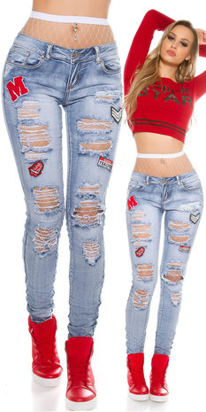 Sexy Skinny Jeans DeStroyed Look met Patches