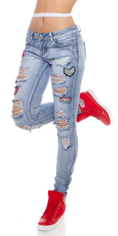 Sexy Skinny Jeans DeStroyed Look met Patches