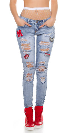 Sexy Skinny Jeans DeStroyed Look met Patches