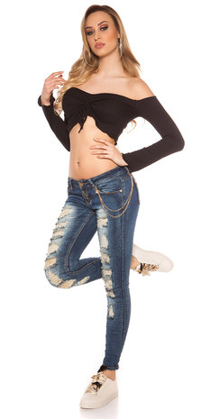 Sexy Koucla Jeans met Gouden Kant & Ketting