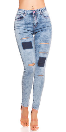 Sexy Koucla Skinny Acid Washed met Cracks