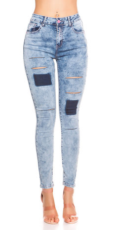 Sexy Koucla Skinny Acid Washed met Cracks