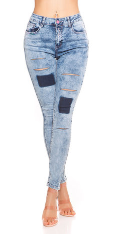 Sexy Koucla Skinny Acid Washed met Cracks