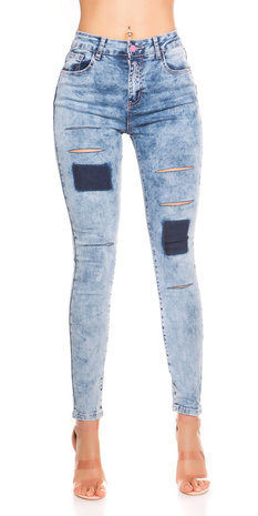 Sexy Koucla Skinny Acid Washed met Cracks