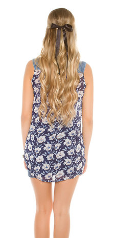 Sexy Chiffon Blouse met Floral Print in Navy