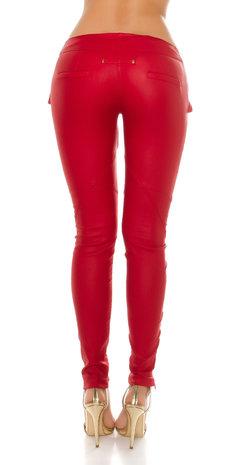 Sexy KouCla Leatherlook Broek met Sexy Cut Out in Rood