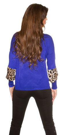 Sexy Koucla High Low Crop fine Knitted Jumper in Blauw