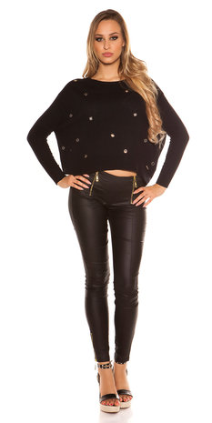 Sexy KouCla pullover met trendy Gaps in Zwart