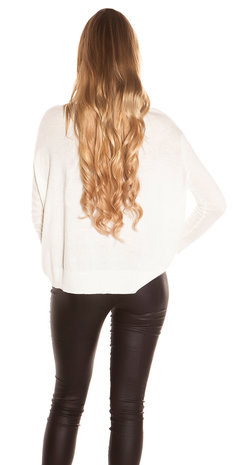 Sexy KouCla pullover met trendy Gaps in Creme