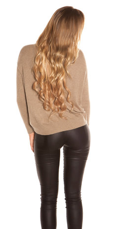 Sexy KouCla pullover met trendy Gaps in Taupe