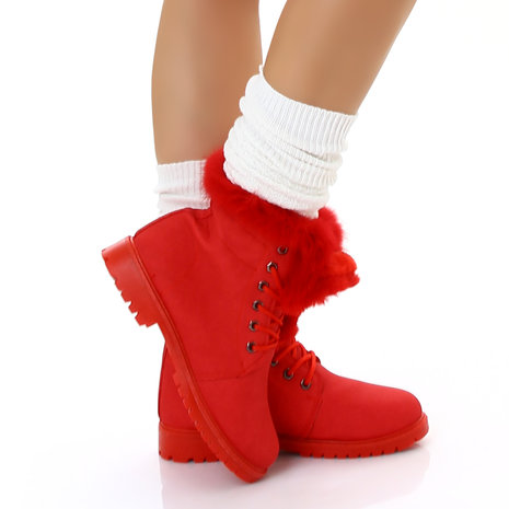 Sexy Furry Boots S172 in Rood