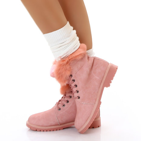 Sexy Furry Boots S172 in Roze