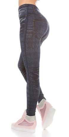 Trendy Jeanslook Leggins met Print in Licht Blauw