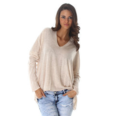 Sexy Pullover met V hals in Beige