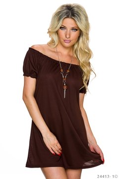 Sexy long shirt in donker bruin