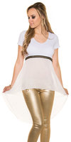 Sexy KouCla High Low Shirt met Ketting & Chiffon in Wit