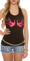 Sexy Top met hand print in Zwart
