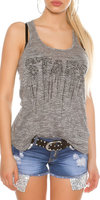 Sexy Tanktop "STARS" met Kant in Grijs