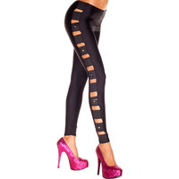 Opengewerkte Legging Met Studs - Zwart